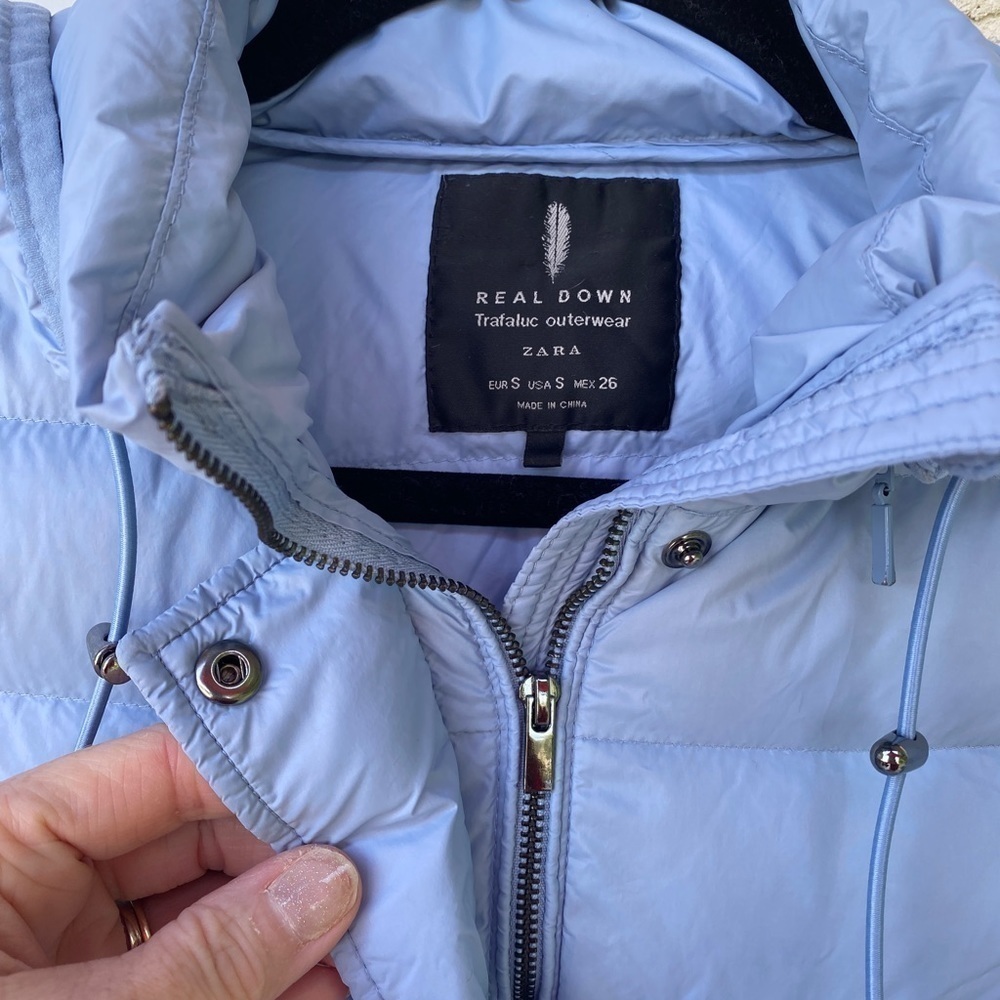 ZARA Down Lightweight Hooded Puffer Size S - Picture 3 of 7